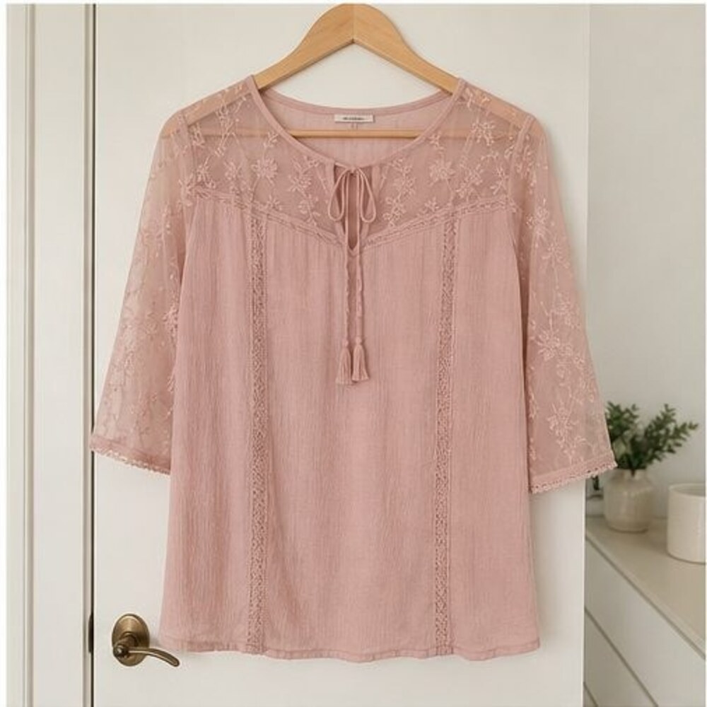 Blush Lace Trim Top